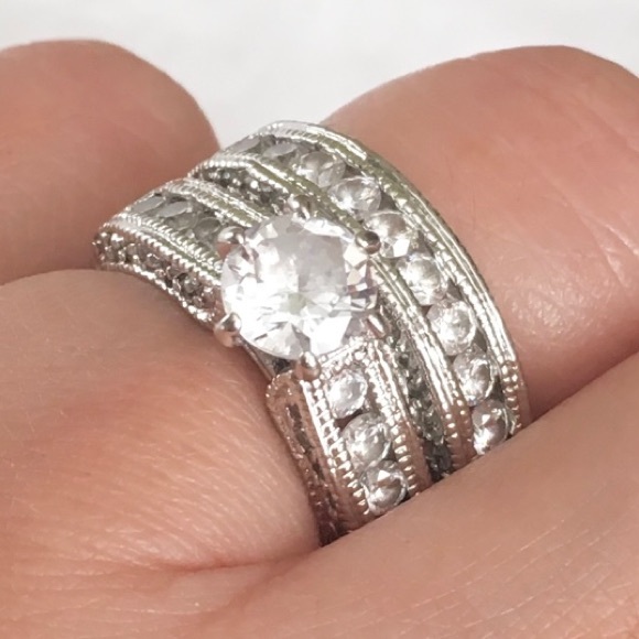 Engagement Wedding Band CZ Ring Set 6 - Picture 11 of 14